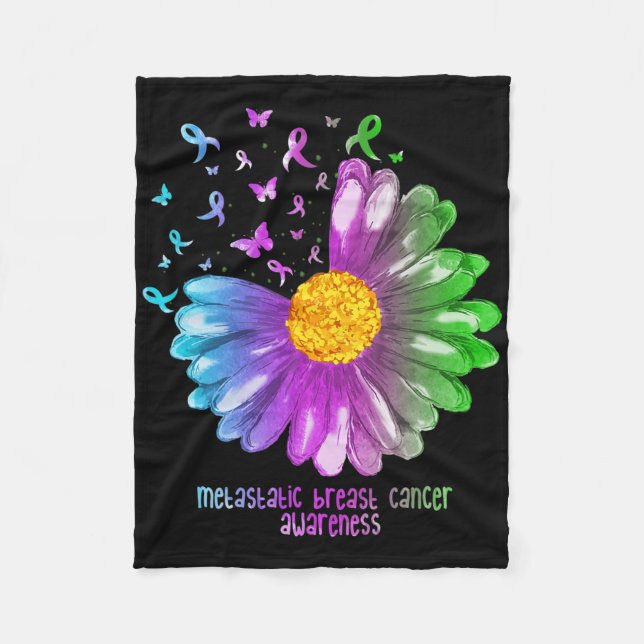 Daisy Butterfly Metastatic Breast Cancer Awareness Fleecefilt (Framsidan)