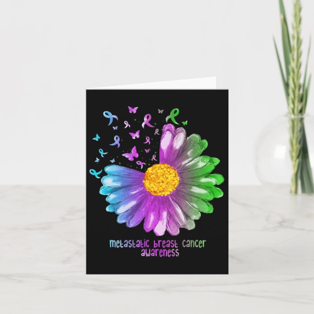 Daisy Butterfly Metastatic Breast Cancer Awareness Kort (Framsida)