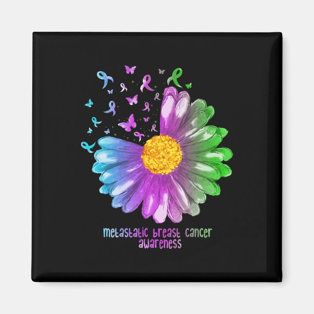 Daisy Butterfly Metastatic Breast Cancer Awareness Magnet (Framsidan)