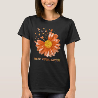 Daisy Butterfly Orange Ribbon Många Sclerosis A T Shirt