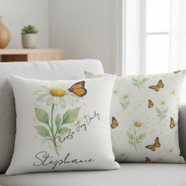 Daisy Butterfly Throw Pillow - Inspirational Decor Kudde
