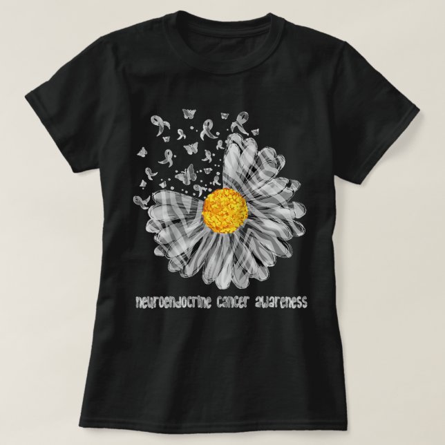 Daisy Butterfly Zebra Ribbon Neuroendocrine Cancer T Shirt (Design framsida)