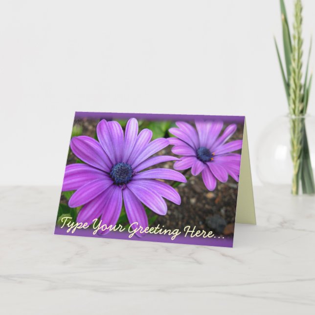 Daisy Card-hälsningskort för Blåa blommor Anpassni Kort (Framsida)