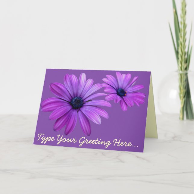 Daisy Card-hälsningskort för Blåa blommor Anpassni Kort (Framsida)