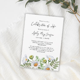 Daisy Celebration of Life Funeral Inbjudningar