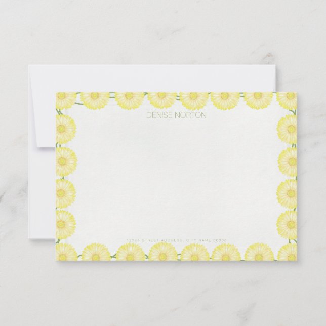 Daisy Chain Gult Gerbera Note Card Inbjudningar (Framsida)