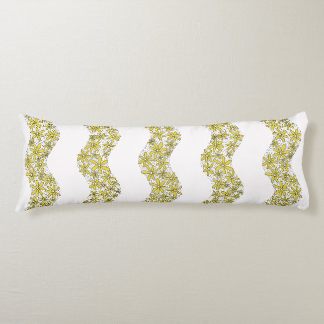 Daisy Chain Wiggly Flower Rand gult Kroppskudde (Framsidan)