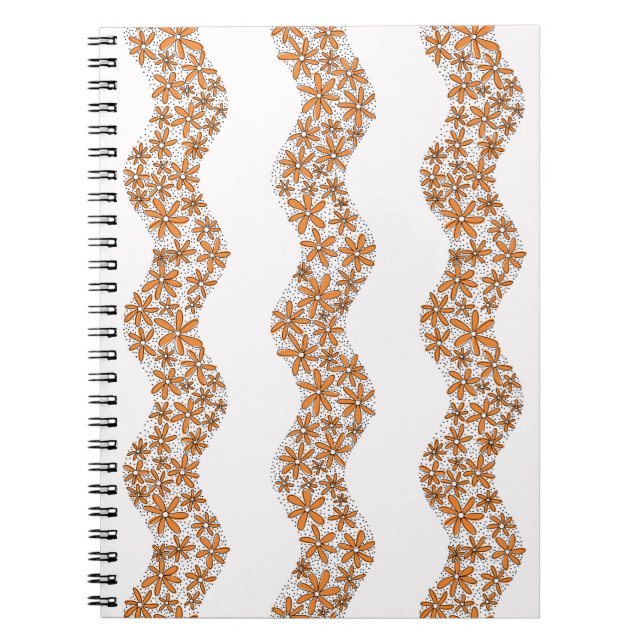 Daisy Chain Wiggly Flower Rand orange Anteckningsbok (Framsidan)