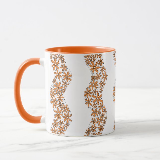 Daisy Chain Wiggly Flower Rand orange Mugg (Vänster)