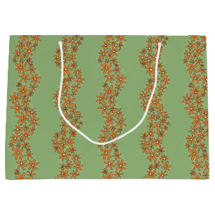 Daisy Chain Wiggly Flower Rand orange on grönt