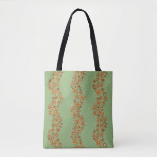 Daisy Chain Wiggly Flower Rand orange on grönt Tygkasse