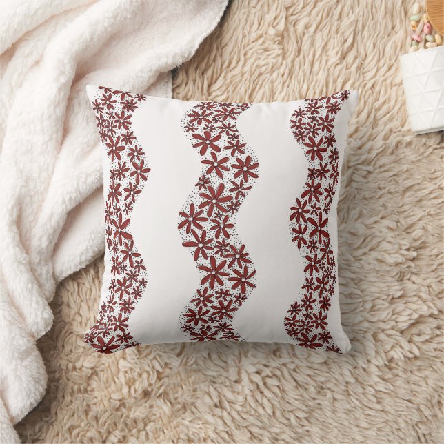 Daisy Chain Wiggly Flower Rand red Kudde (Filt)