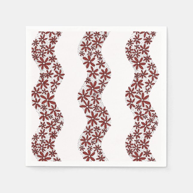 Daisy Chain Wiggly Flower Rand red Pappersservett (Framsidan)