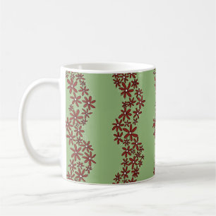 Daisy Chain Wiggly Flower Rand vit på grönten Kaffemugg