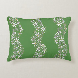 Daisy Chain Wiggly Flower Rand white grönt Prydnadskudde