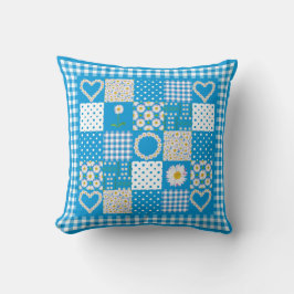 Daisy Chains Faux Patchwork, Check Gingham Kudde