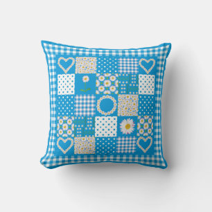 Daisy Chains Faux Patchwork, Check Gingham Kudde