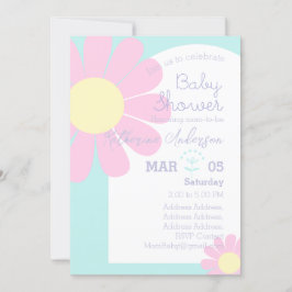 Daisy Chic Baby Shower Pastel Blue Inbjudningar