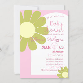 Daisy Chic Pastel Rosa Baby Shower Inbjudningar