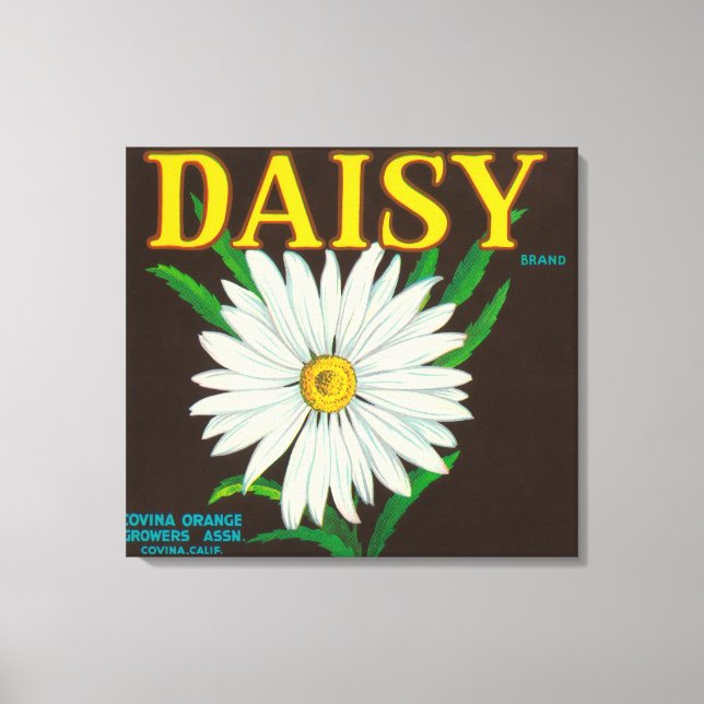 Daisy Citrus Låda etikett Canvastryck (Framsida)