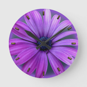 Daisy Clock Lila Daisys Blue Flower Wall Clock Rund Klocka