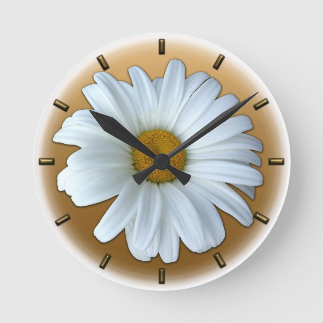 Daisy Clock Wildblommes Daisy Flower Wall Clock Rund Klocka (Framsida)