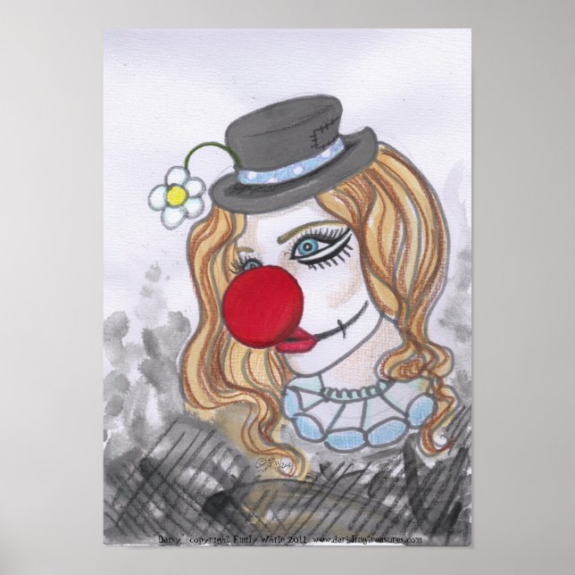 Daisy Clown Girl Porträtt fantasyart poster utskri (Framsidan)
