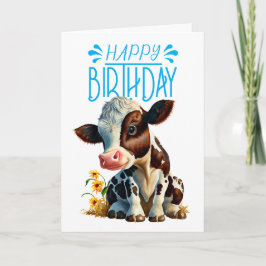 Daisy Cow Birthday Boy Blue Kort