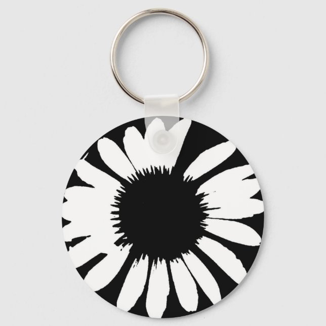 Daisy Crazy - Svartvit Daisy Nyckelring (Framsida)