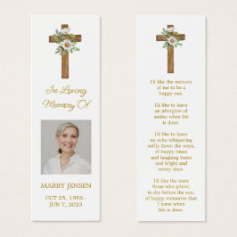 Daisy Cross Foto Begravningsbokmärke Litet Visitkort