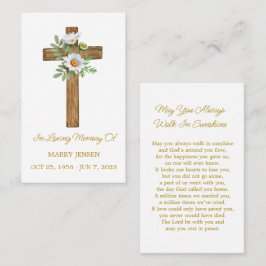 Daisy Cross Memorial Funeral Prayer Card Visitkort