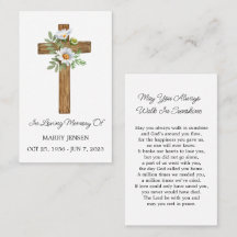 Daisy Cross Memorial Funeral Prayer Card