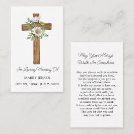 Daisy Cross Memorial Funeral Prayer Card Visitkort