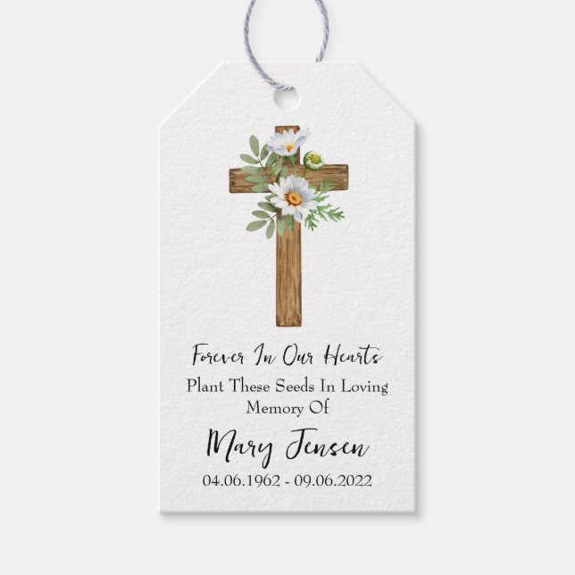 Daisy Cross Memorial Funeral Seed Packet  Presentetikett (Framsidan)