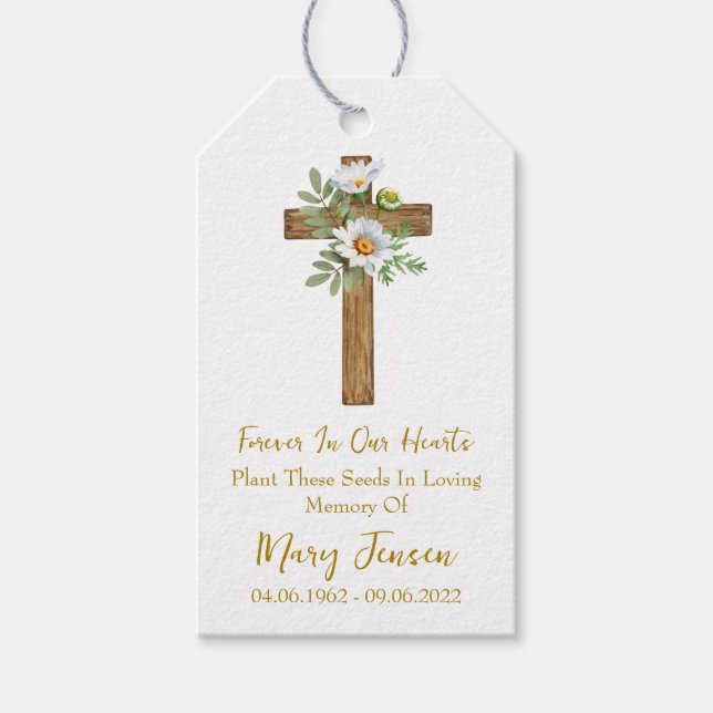 Daisy Cross Memorial Funeral Seed Packet  Presentetikett (Framsidan)