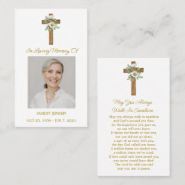 Daisy Cross Memorial Photo Funeral Prayer Card Visitkort