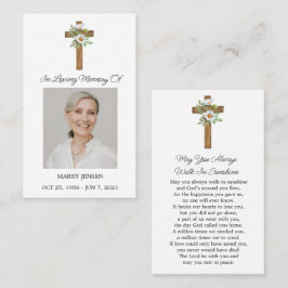 Daisy Cross Memorial Photo Funeral Prayer Card Visitkort