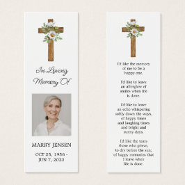 Daisy Cross Photo Funeral Bookmark Litet Visitkort