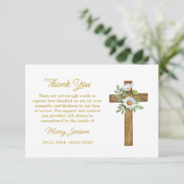 Daisy Cross Sympathy Thank You Card Tack Kort