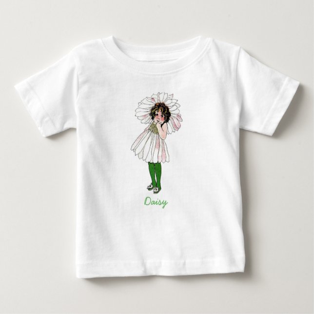 Daisy Cute Little Girl Flower Child Blommigt Vinta Tee (Framsida)