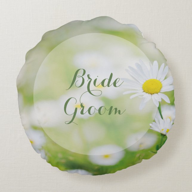 Daisy Daisy Flower Blommigt Summer Forever Rund Kudde (Baksidan)