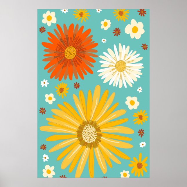 Daisy Daisy Flowers Retro Art Poster (Framsidan)