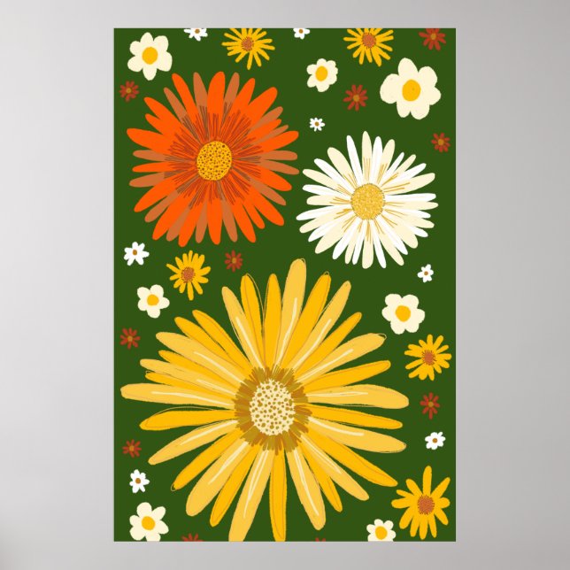 Daisy Daisy Flowers Retro Art Poster (Framsidan)