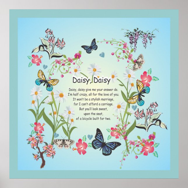 Daisy, daisy, ge mig svaret på sång poster (Framsidan)