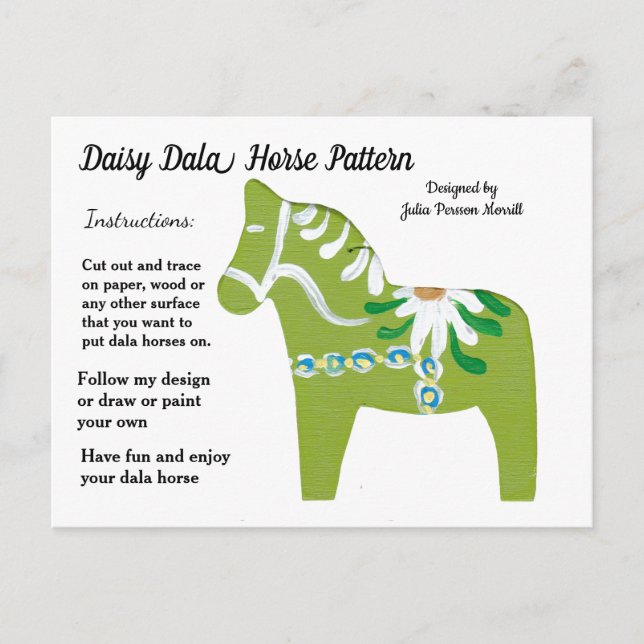 Daisy Dala Horse Mönster till  Helg Vykort (Framsida)