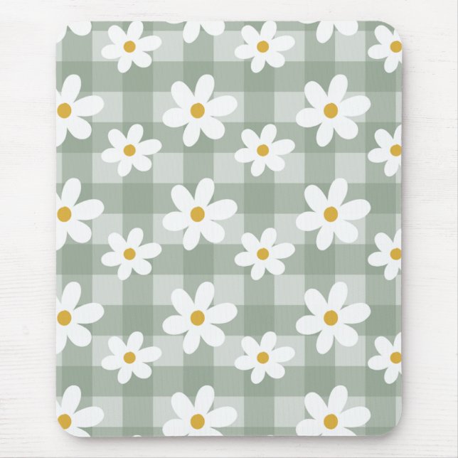 Daisy Days Mousepad - Grönt Gingham Musmatta (Framsidan)