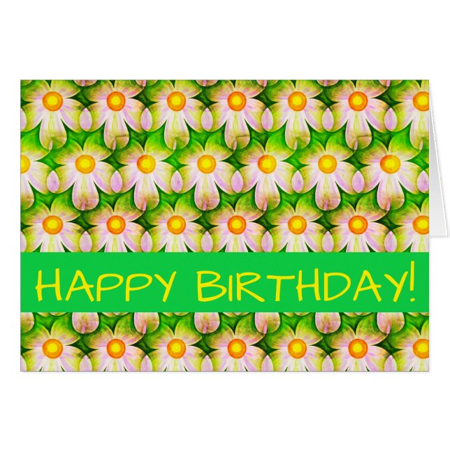 Daisy Digital Print, Blommig Kort (Framsidan Horizontal)