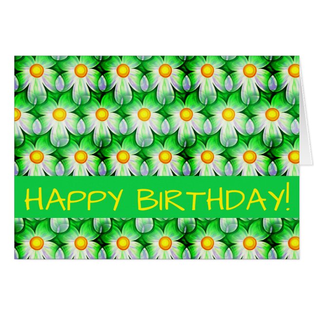 Daisy Digital Print, Blommig Kort (Framsidan Horizontal)