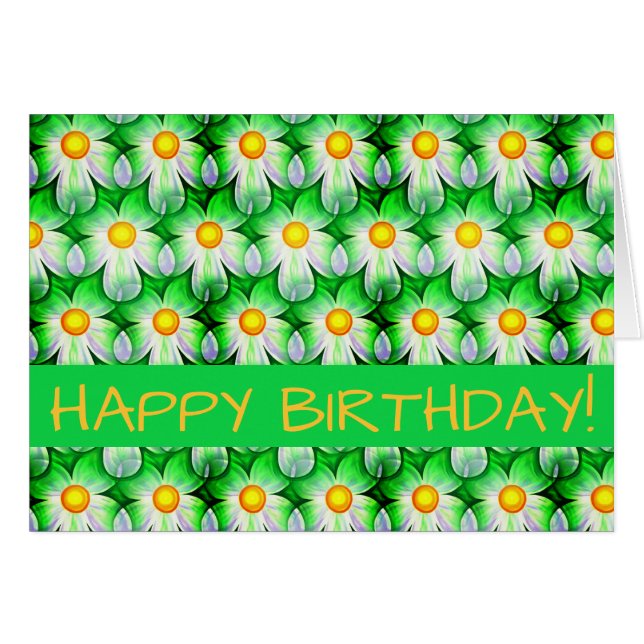 Daisy Digital Print, Blommig Kort (Framsidan Horizontal)
