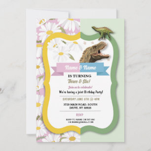 Daisy & Dinosaur Joint Boy Girl Birthday Inbjudningar
